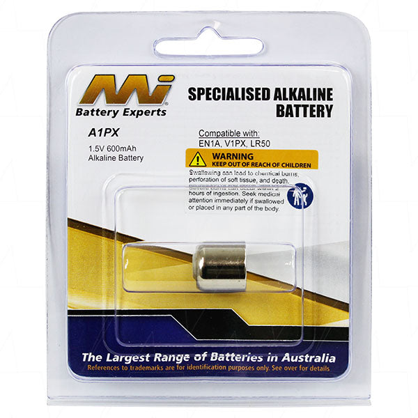 Unicell A1PX-BP1 Alkaline Button Cell Battery 600mAh, 1.5V, Professional-Grade for Precision Electronics
