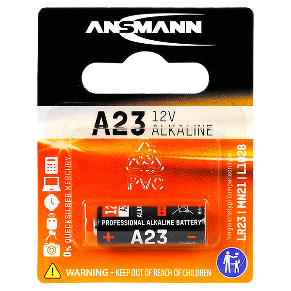 Ansmann A23 12V Alkaline Battery - Car Remote, Security System, Key Fob Power - Single Pack