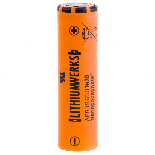 Lithiumwerks APR18650M1B LiFePO4 Industrial Battery 1.2Ah, 3.3V, High-Cycle, Thermal-Stable Cell for Demanding Applications