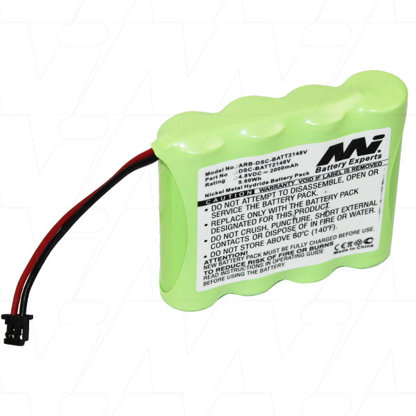 MI Battery Experts ARB-DSC-BATT2148V 4.8V 2Ah NiMH Battery Pack for DSC Outdoor Alarm Systems - Weather-Resistant
