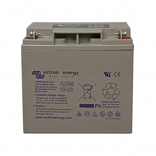 Victron Energy 12V/22Ah Sealed Lead Battery Professional-Grade Backup Power for UPS, Solar & Marine (264Wh)