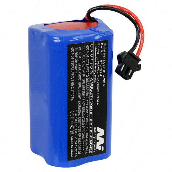 MI Battery Experts BCEV-BFG-WSQ 14.8V 3.4Ah Lithium-Ion Battery Pack for Robot Vacuums - Extended 2hr Runtime