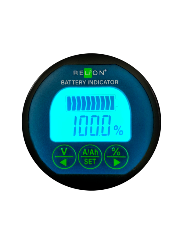RELiON InSight Series Lithium Battery Fuel Gauge - Voltage, Amps, SOC - Golf Cart, Marine, RV, Solar Monitoring
