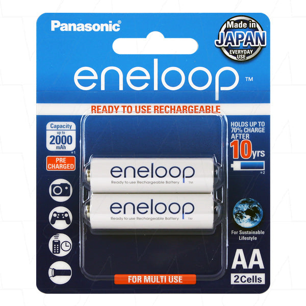 Panasonic eneloop Pro AA 1.9Ah High-Capacity Rechargeable Batteries - 500 Recharge Cycles, Pre-Charged, 85% Capacity After 1 Year (2-Pack)