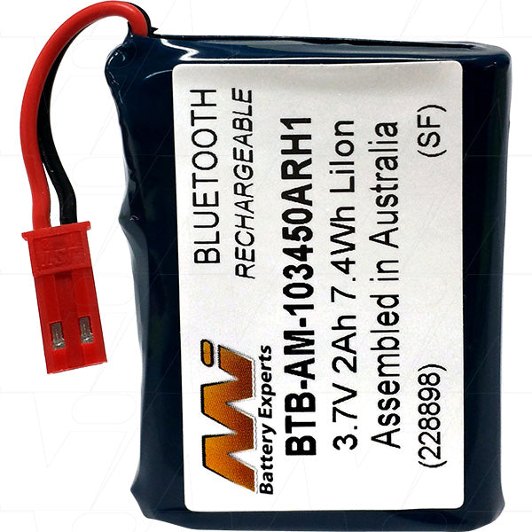 Professional-Grade 3.7V 2Ah Li-Ion Battery for Bluetooth Devices - MI Battery Experts BTB-AM-103450ARH1 - 7.4Wh, 34x50mm