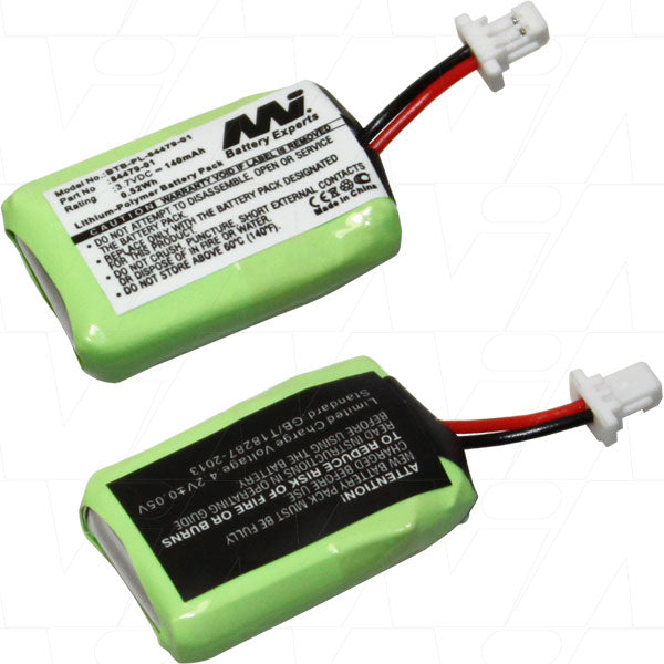 MI Battery Experts 140mAh 3.7V LiPo Battery for Bluetooth Headsets - Compact 2g Design, 0.5Wh Power