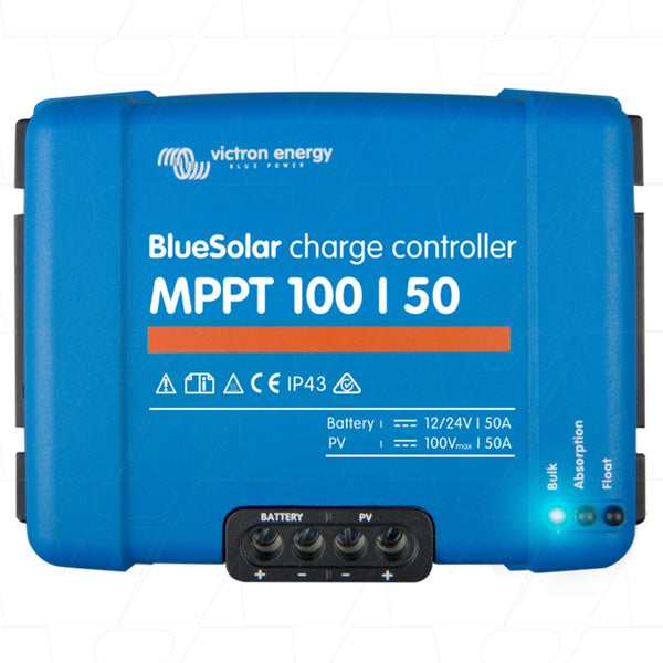 Victron Energy BlueSolar MPPT 100/50A Solar Charge Controller 50A Max, 12/24V Auto-Select, Efficient MPPT Technology
