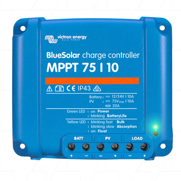 Victron Energy BlueSolar MPPT75/10 Solar Charge Controller 10A, 12/24V Auto-Detect, Compact Pro-Grade Design