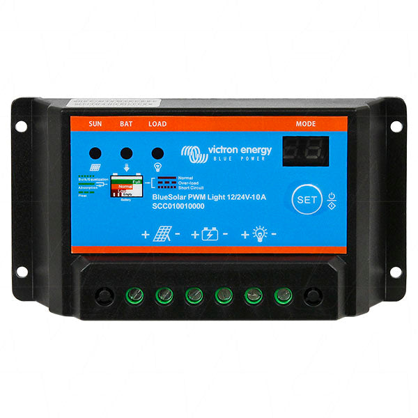Victron Energy BlueSolar PWM-LC 12/24V 10A Solar Charge Controller - Automatic Voltage Detection, PWM Technology