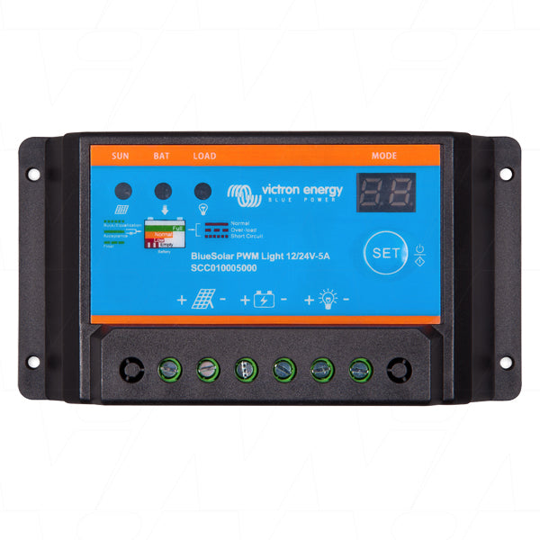 Victron Energy BlueSolar PWM-LC 12/24V 5A Solar Charge Controller - Compact, Versatile for RVs & Small Systems