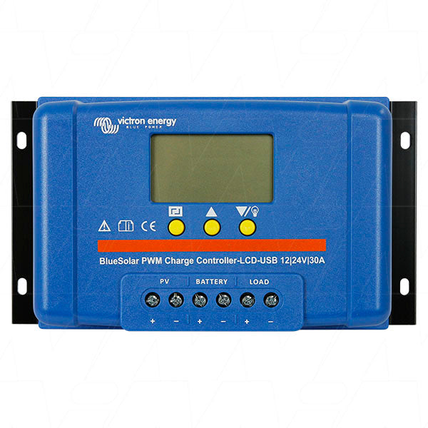 Victron Energy BlueSolar PWM-LCDUSB-30A 12/24V Solar Charge Controller with LCD Display & USB Port - 30A Max