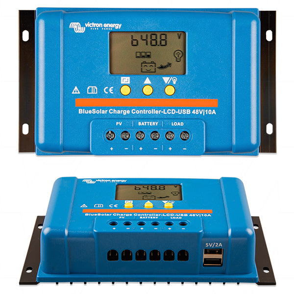 Victron Energy BlueSolar PWM-LCDUSB 48-10A Solar Charge Controller 48V, 10A, LCD Display, USB Port