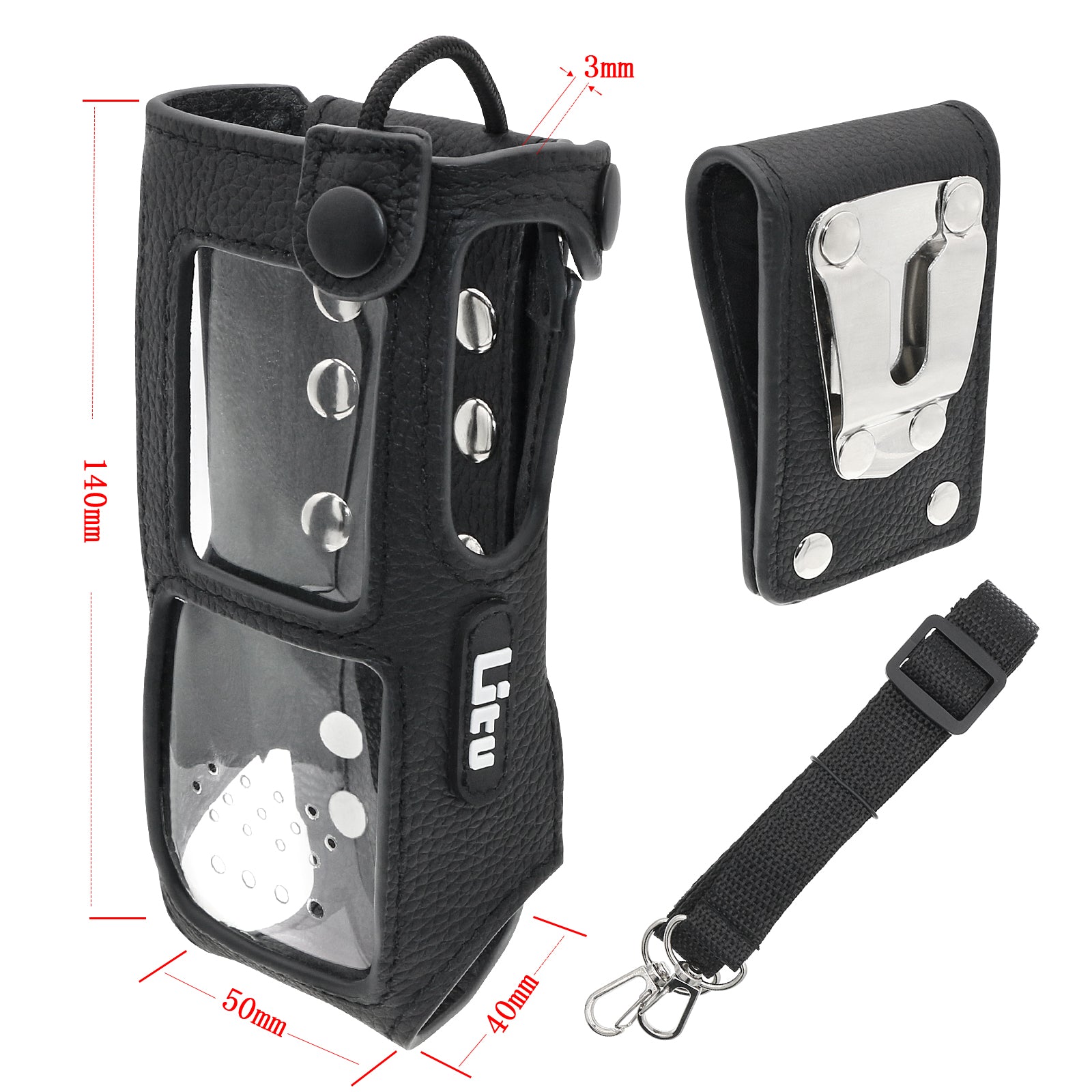 Hytera HP785 Two-Way Radio Holster - HP700, HP705, HP780 Compatible - Belt Clip - BP2403 Battery & 145.3mm Fit
