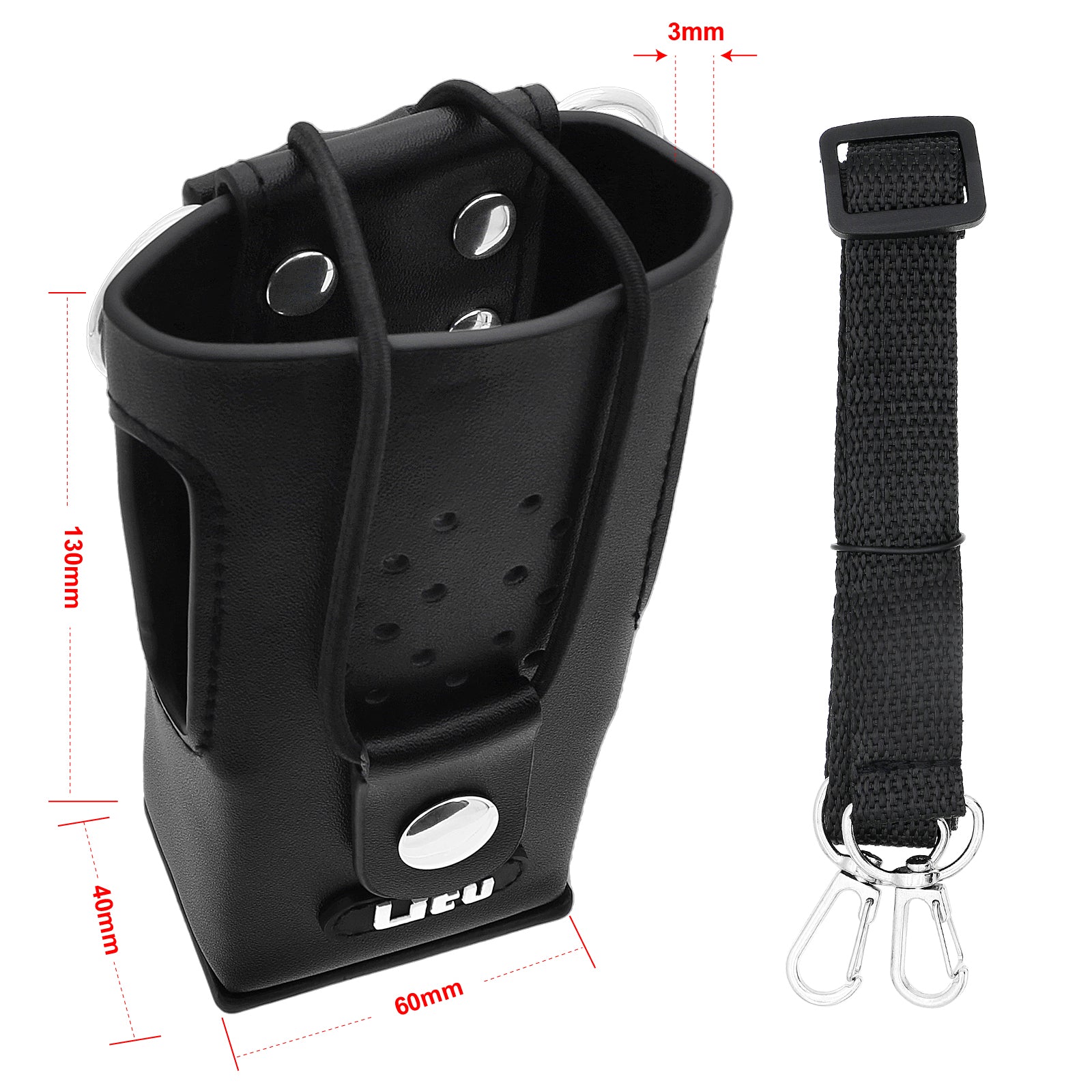 Durable Leather Carry Case for Kenwood TK-3207/2207/3307 Radios - Heavy-Duty Protection (132x79x65mm)
