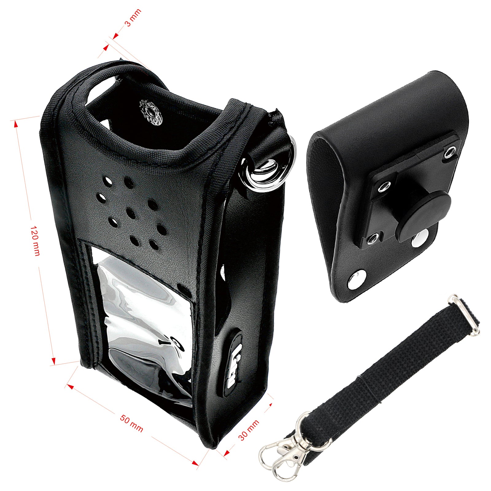 Heavy-Duty Leather Radio Case - Kenwood NX320/NX220 - Rugged Protection, 131x63.6x45.2mm - 276V Power Supply Compatible
