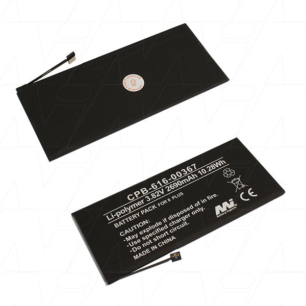 MI Battery Experts CPB-616-00367-BP1 Premium 2.69Ah LiPo Battery for Smartphones - 3.82V, 10.3Wh, 75g Lightweight