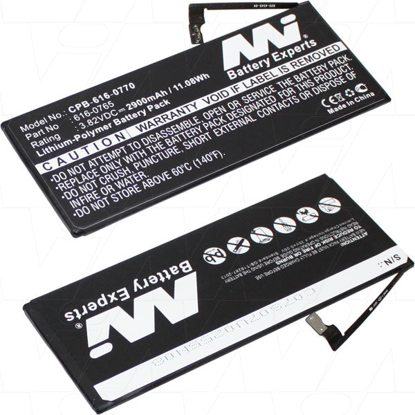 MI Battery Experts CPB-616-0770-BP1 Professional-Grade 2.9Ah LiPo Smartphone Battery - Ultra-Slim 3.2mm, 11.0Wh Output, 45g Lightweight Design