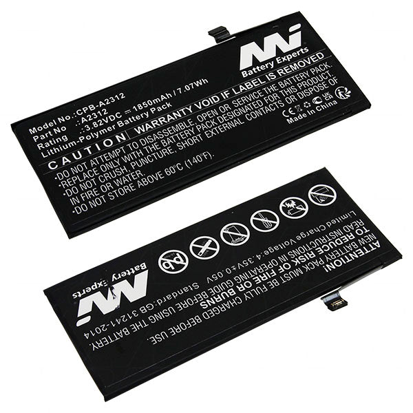 MI Battery Experts CPB-A2312-BP1 LiPo Battery: 1.85Ah, 3.82V, Smartphone Replacement Power, 7.1Wh