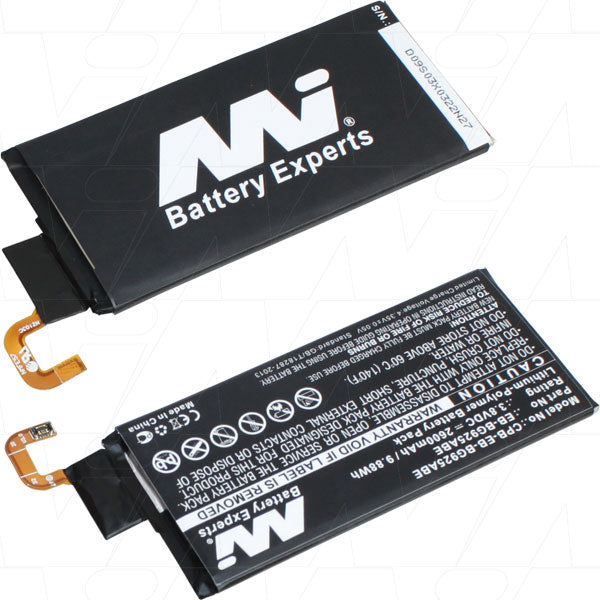 MI Battery Experts CPB-EB-BG925ABE-BP1 Premium 2.6Ah LiPo Battery for Smartphones - 3.8V, 41g, 4.4mm Slim