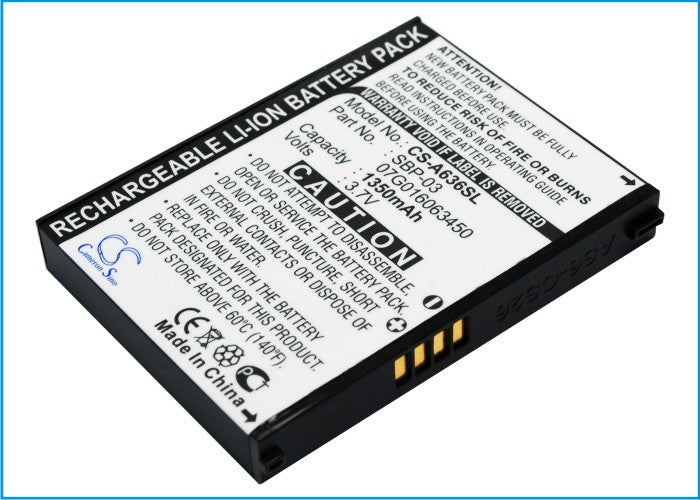1350mAh 3.7V Li-ion Replacement Battery for Asus Mypal A630, A632, A635 & Navigator GPS Devices
