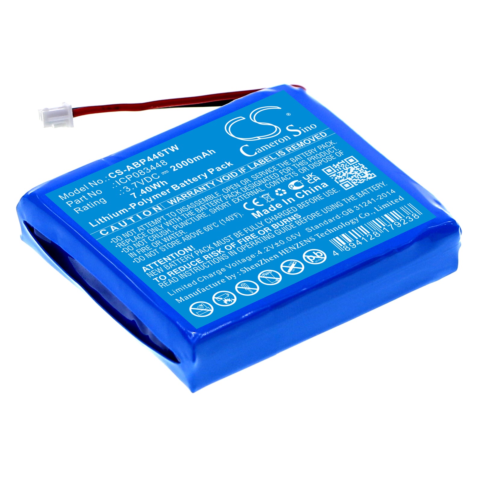 2000mAh 3.7V Li-Polymer Replacement Battery for Albrecht Tectalk Float PMR446 & Bambini Babysitter Two-Way Radio
