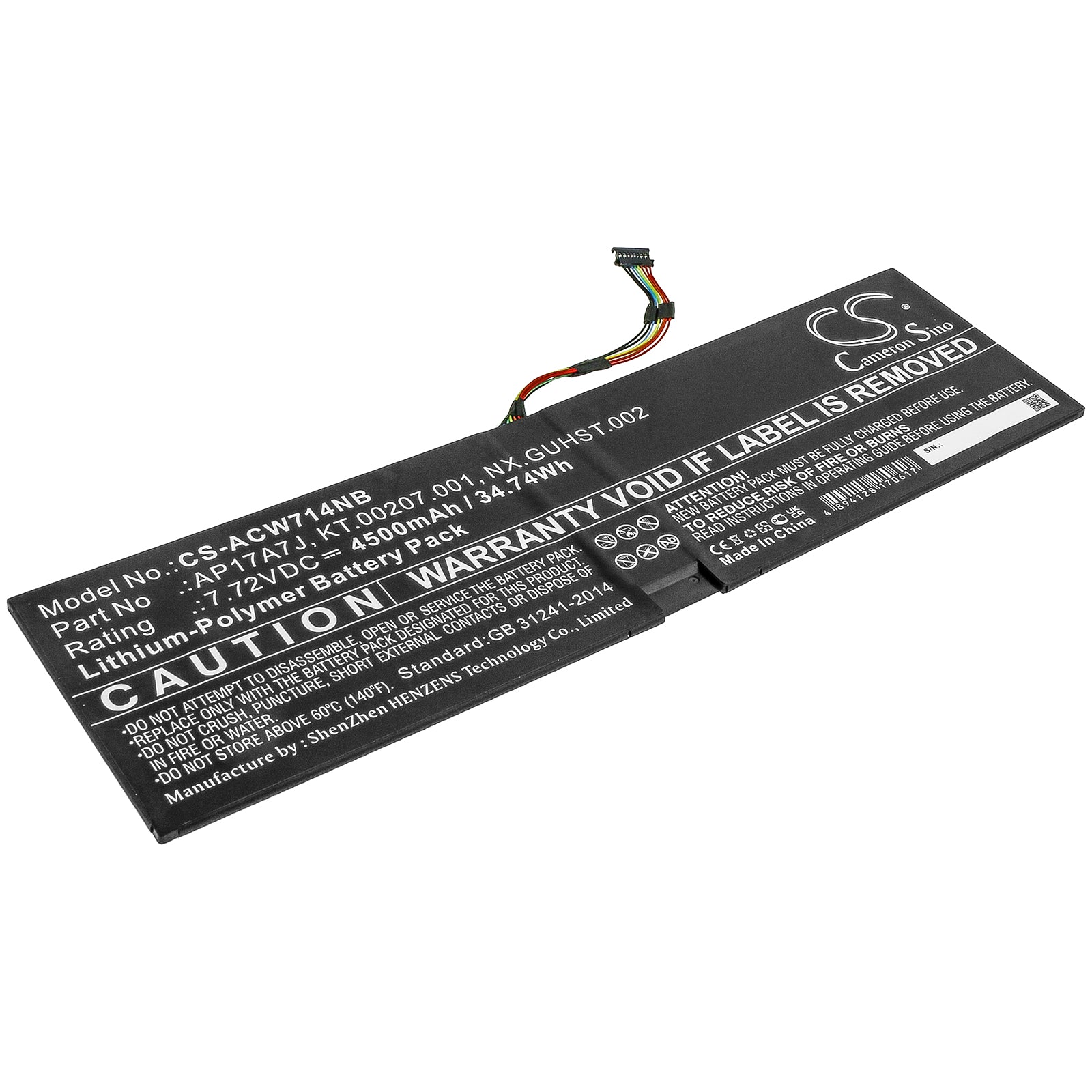 Acer Swift 7 SF714-51T Laptop Battery: 34.74Wh, 4500mAh, 7.72V Li-Poly Replacement Power
