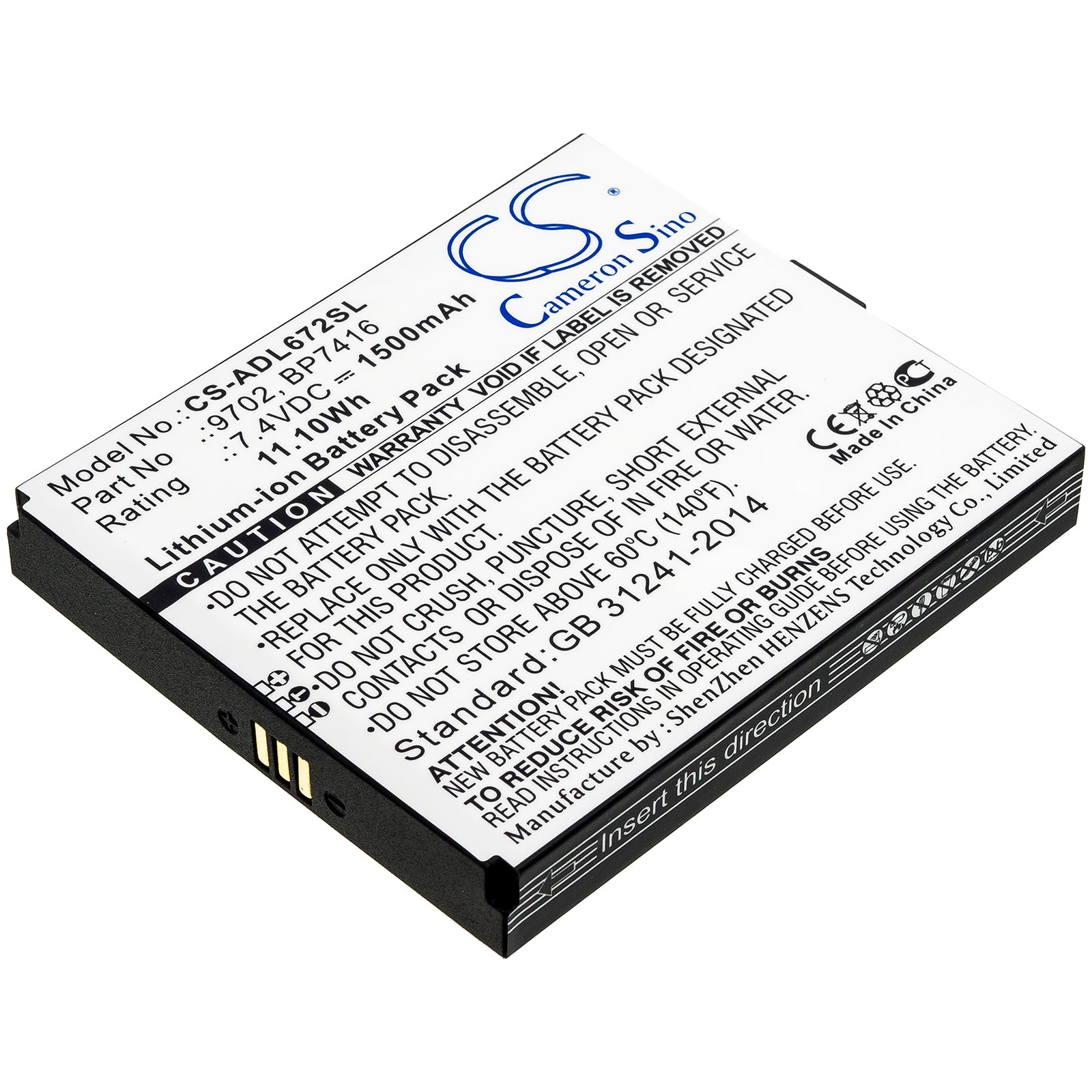Additel 672 Digital Pressure Calibrator Battery - 7.4V 1500mAh Li-ion Replacement (9702, BP7416) Survey Equipment Power
