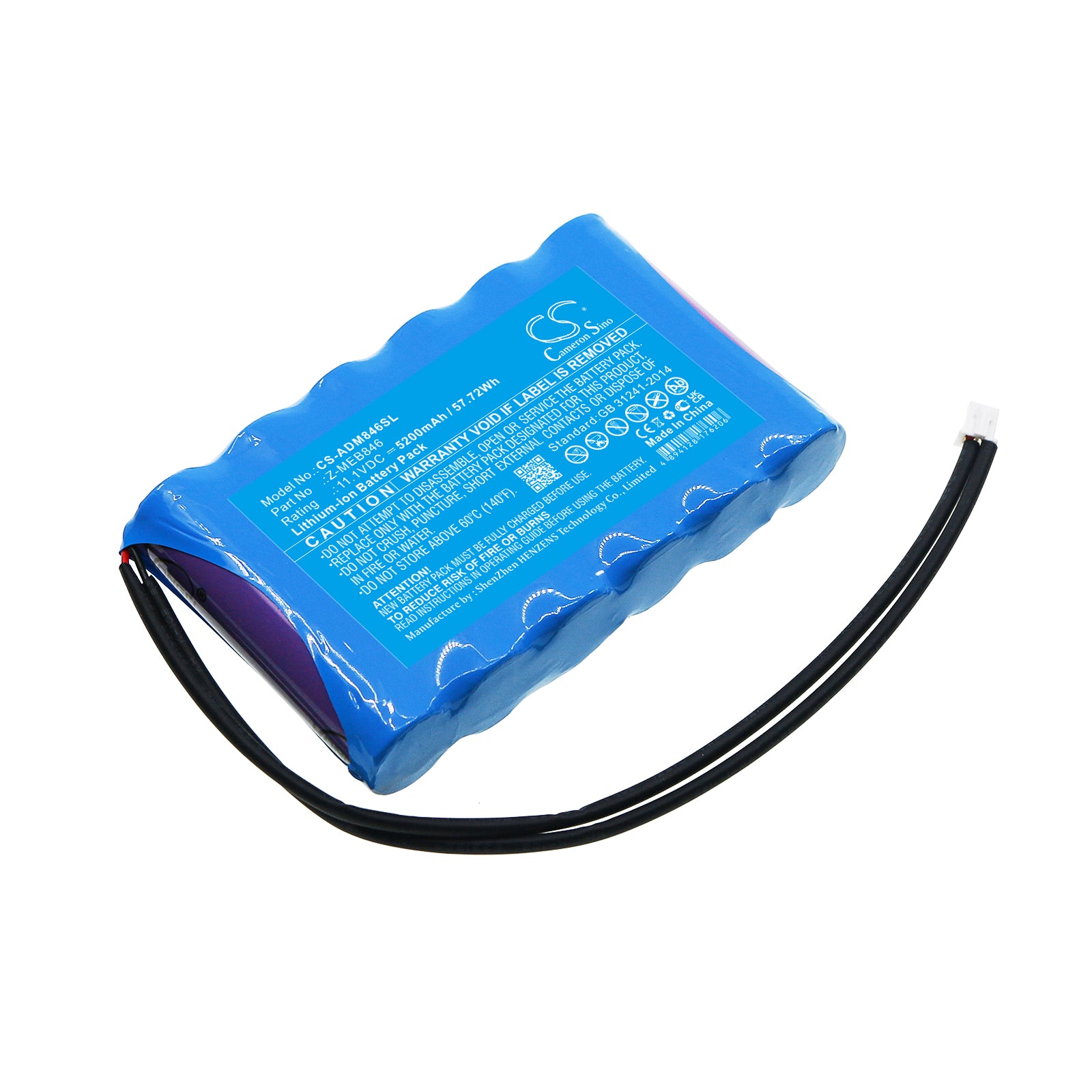 5200mAh Replacement Battery for American DJ Mega Go Flood Par HO, 11.1V 57.72Wh Li-ion Lighting Fixture Power.

