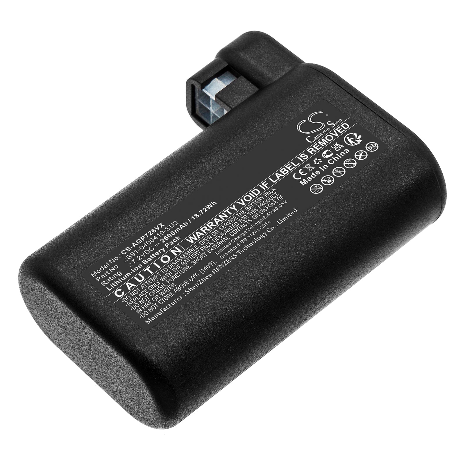 2600mAh 7.2V Li-ion Replacement Battery for AEG RX9 & Electrolux Osiris Robot Vacuum, 77.1x58.8x25.52mm
