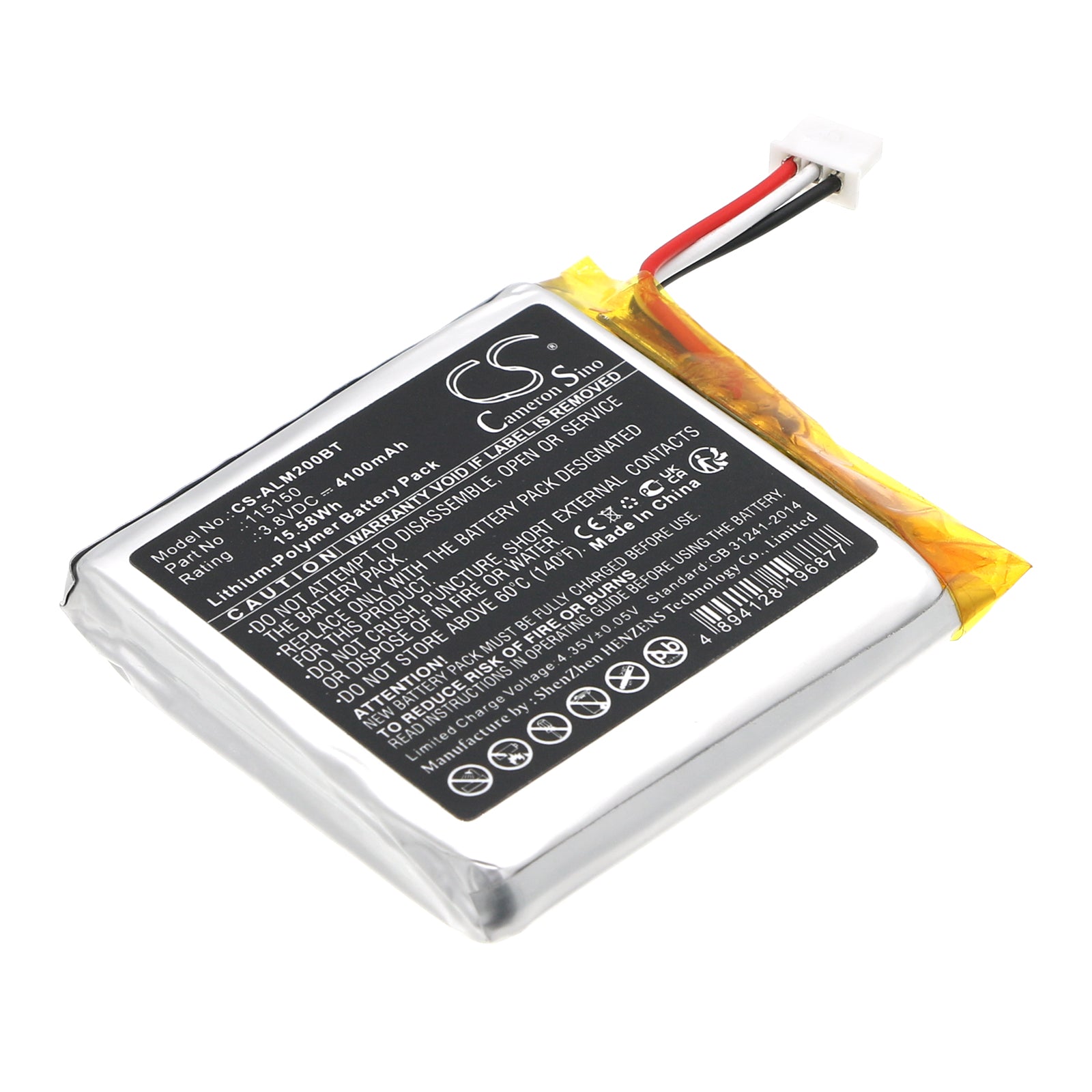 4100mAh 2GIG EDGE Alarm System Battery Replacement - 2GIG-EDG-NA-V, 3.8V Li-Polymer
