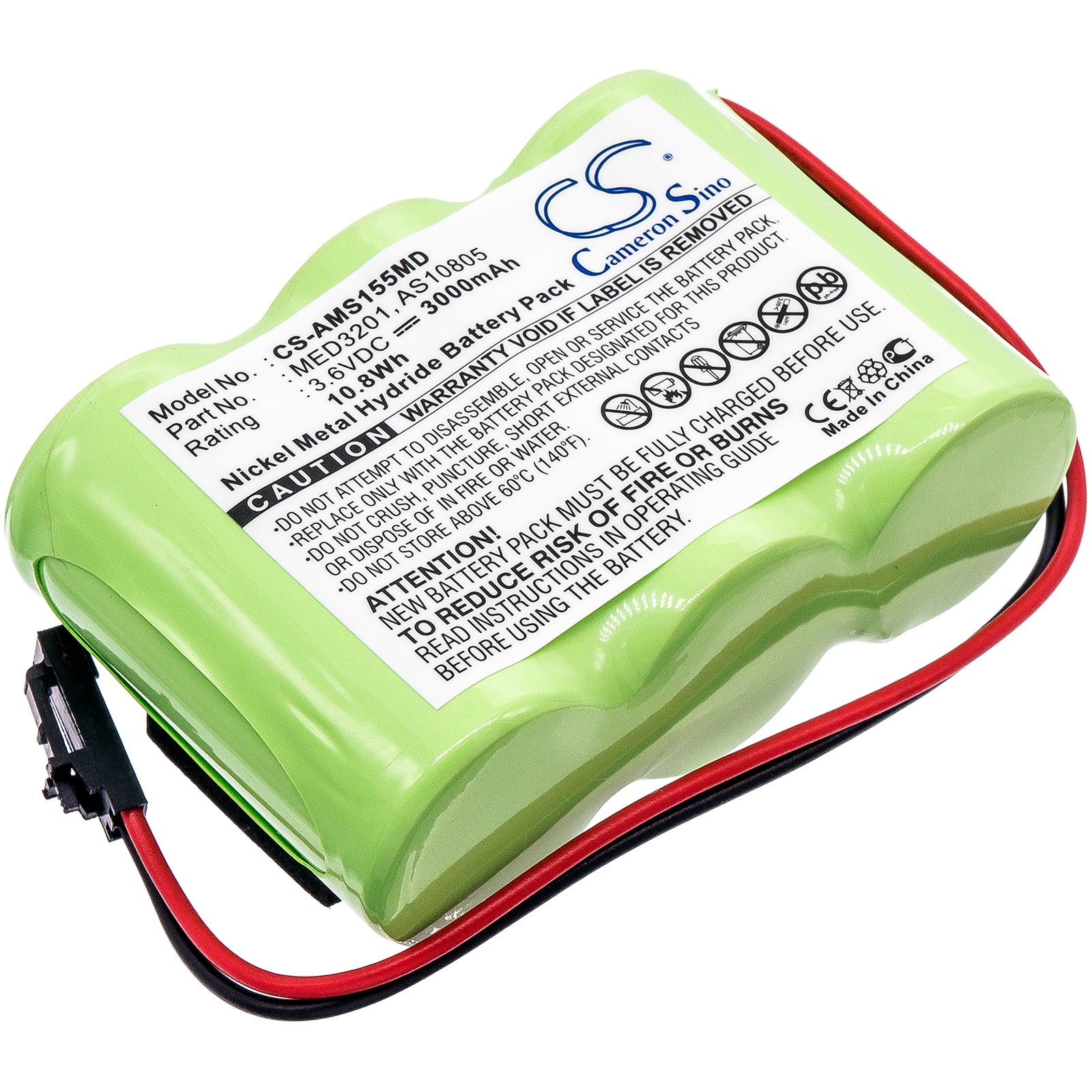3000mAh Ni-MH Battery - Alaris 1550, Welch-Allyn Medical Devices - 3.6V Infusion Pump Replacement 
