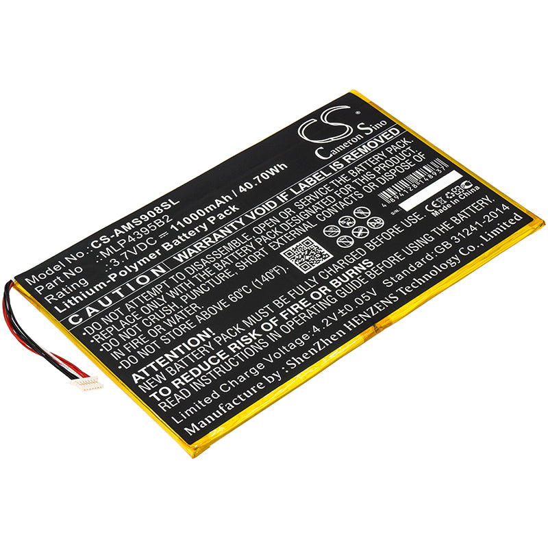 11000mAh 3.7V Li-Polymer Replacement Battery for Autel MaxiSys MS908, MS908S, MS908P Diagnostic Scanners - 40.7Wh
