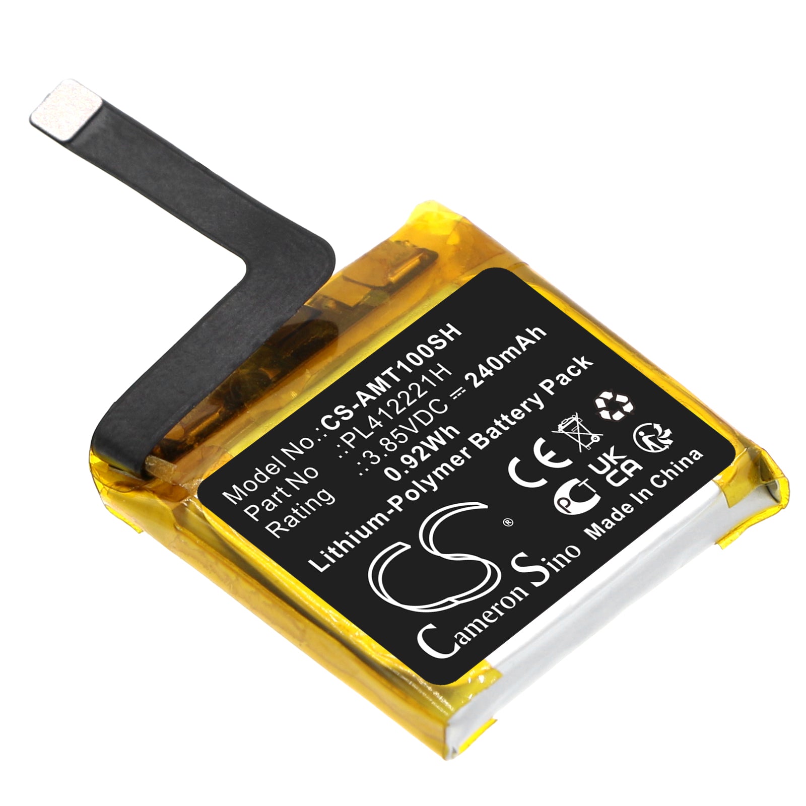240mAh Replacement Battery for Amazfit GTS/GTS 1S Smartwatch - 3.85V Li-Polymer (A1913, A1914, A1969, A2021)
