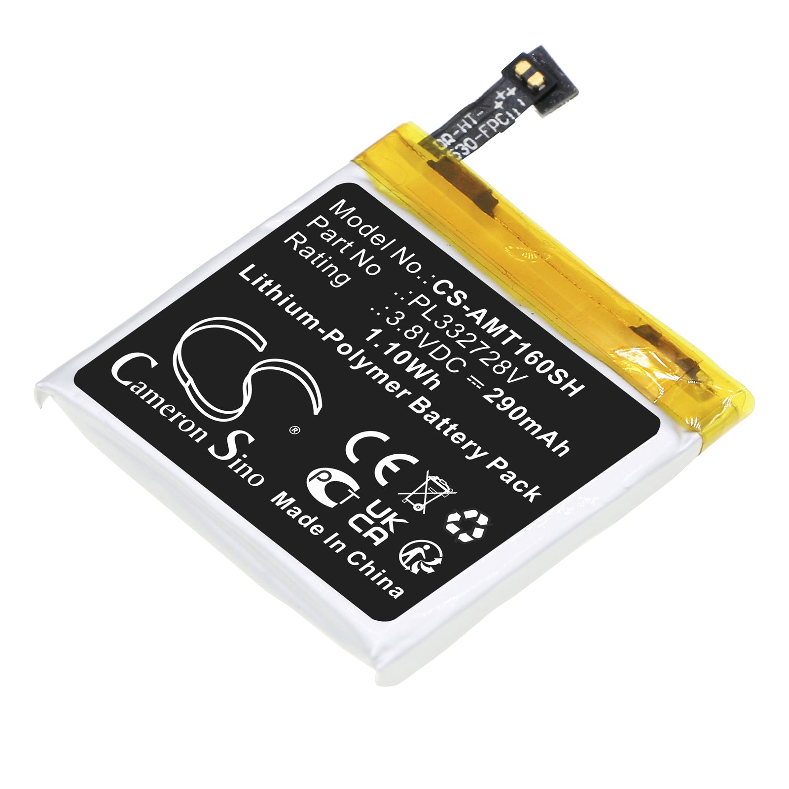 290mAh Amazfit Stratos 2/2S Smartwatch Replacement Battery - 3.8V Li-Polymer (A1609/A1619, 28x27.3x3.4mm)
