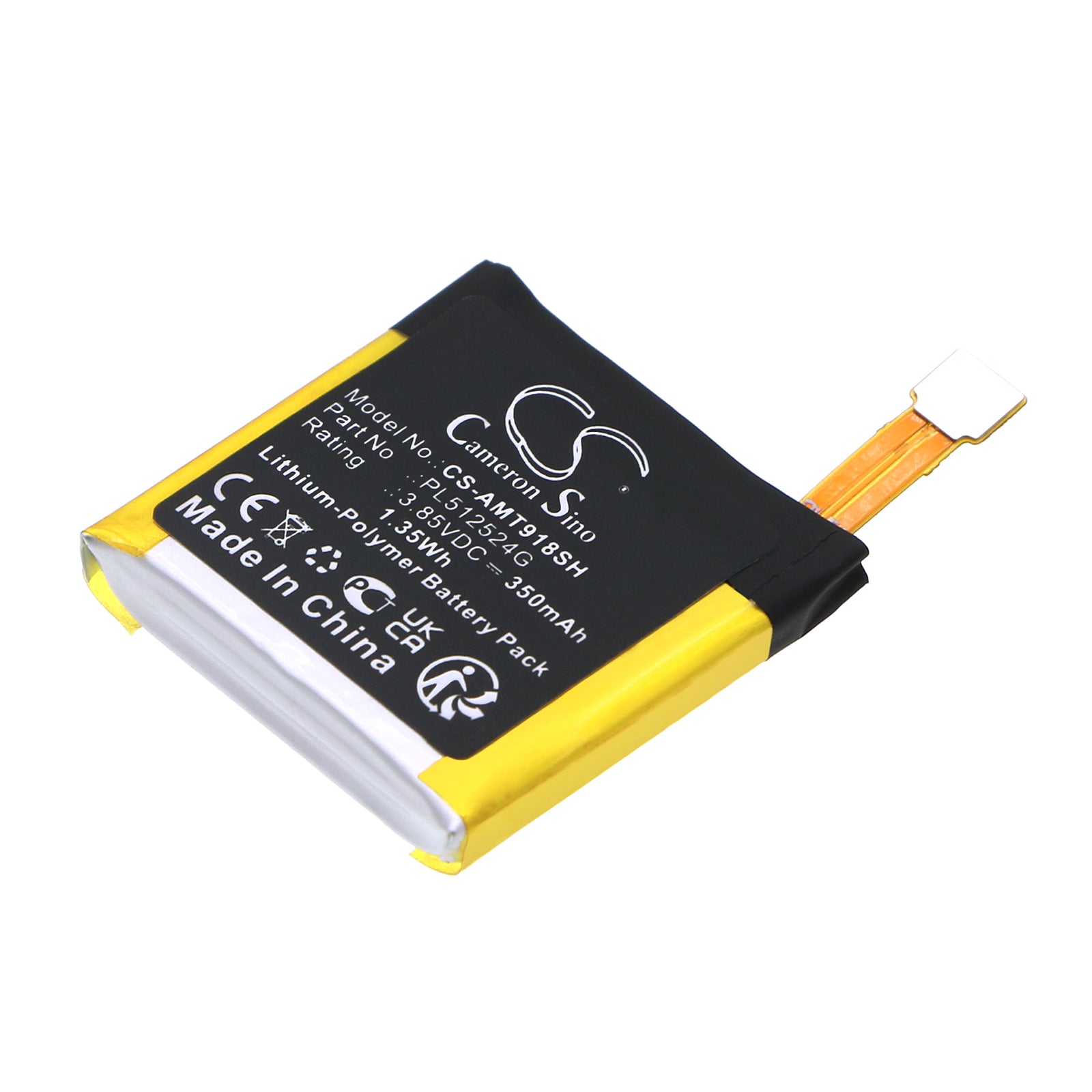 350mAh Replacement Battery for Amazfit T-Rex, Verge Lite Smartwatch (A1918, A1808, A1801) - 3.85V Li-Polymer - Extended Life
