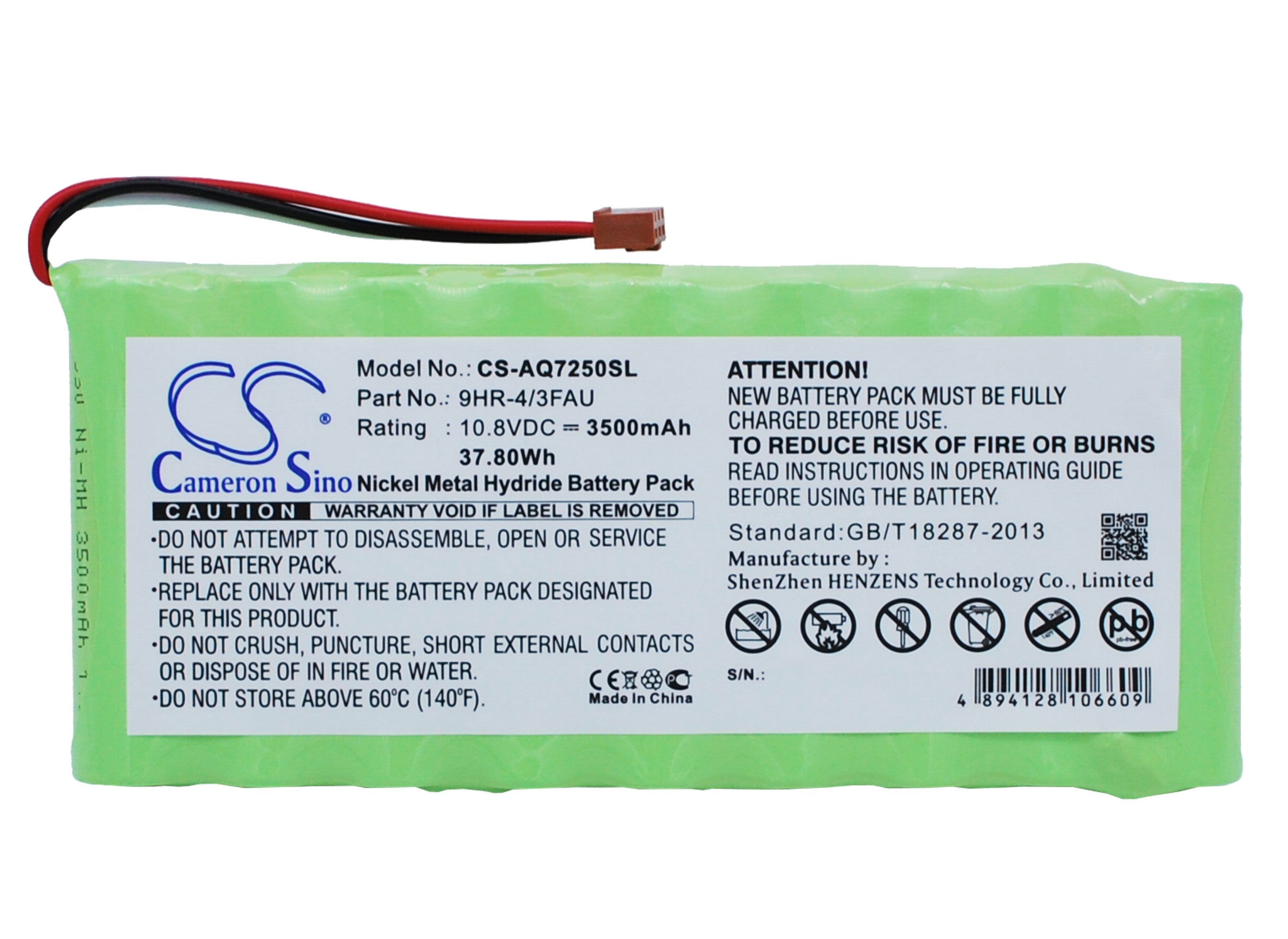 3500mAh Replacement Battery for Ando AQ7250 Mini-OTDR, 10.8V Ni-MH, Survey Equipment Power, Ando 9HR-4/3FAU
