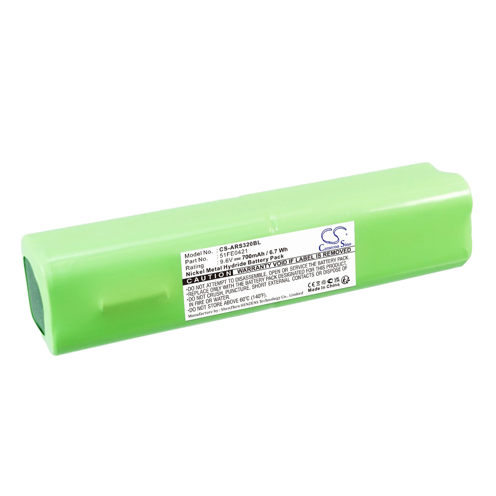 9.6V 700mAh Ni-MH Replacement Battery Power Pack for Allflex RS320 & PW320 Barcode Scanners (87.3x21x21mm)
