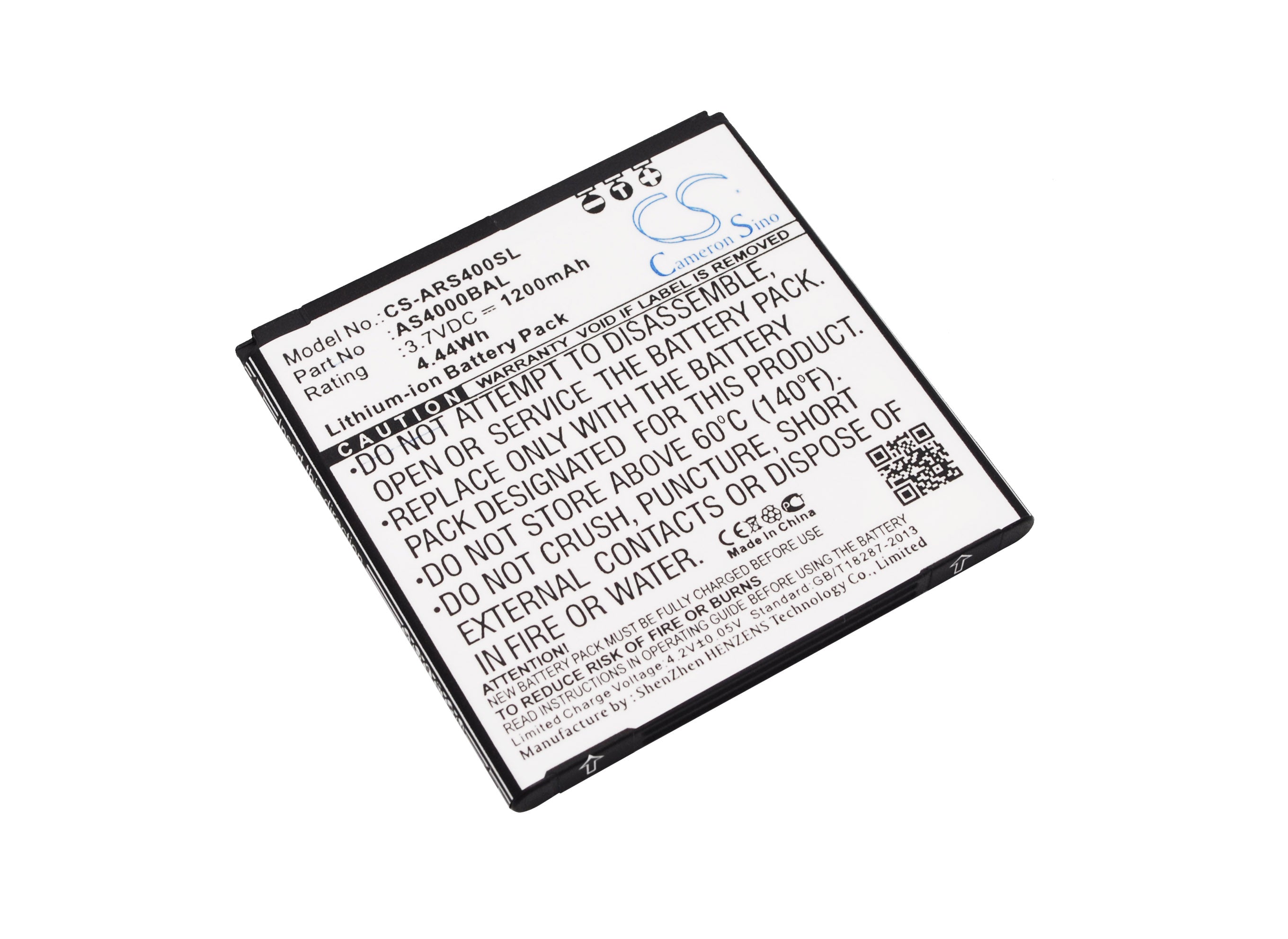 1200mAh 3.7V Li-ion Battery Replacement for Aligator S4000, S4000 Duo, S4020 Smartphones

