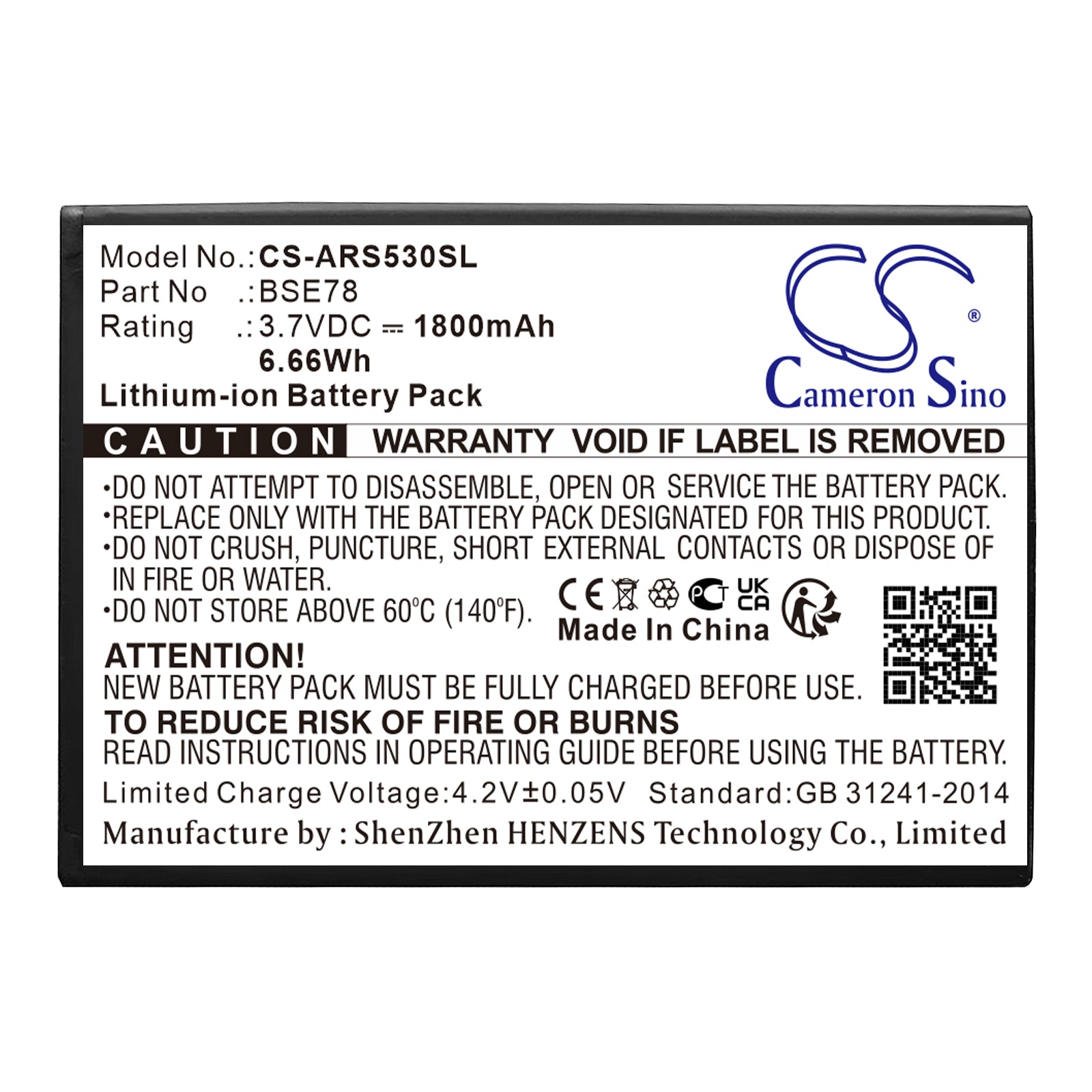 1800mAh Replacement Battery for Archos Access 50 3G/50 4G - 3.7V Li-ion Smartphone Battery, Model AC50AS3G & AC50AS4G
