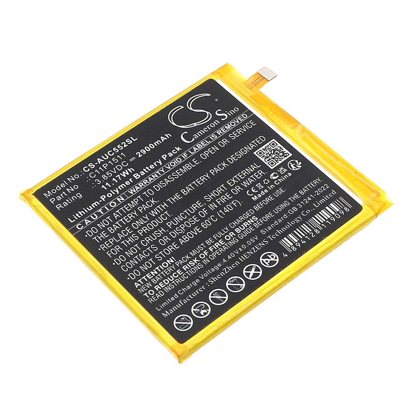 2900mAh Replacement Battery for Asus ZenFone 3/Deluxe/4 Selfie Pro (ZS570KL, ZE552KL, ZD552KL) - 3.85V Li-Polymer
