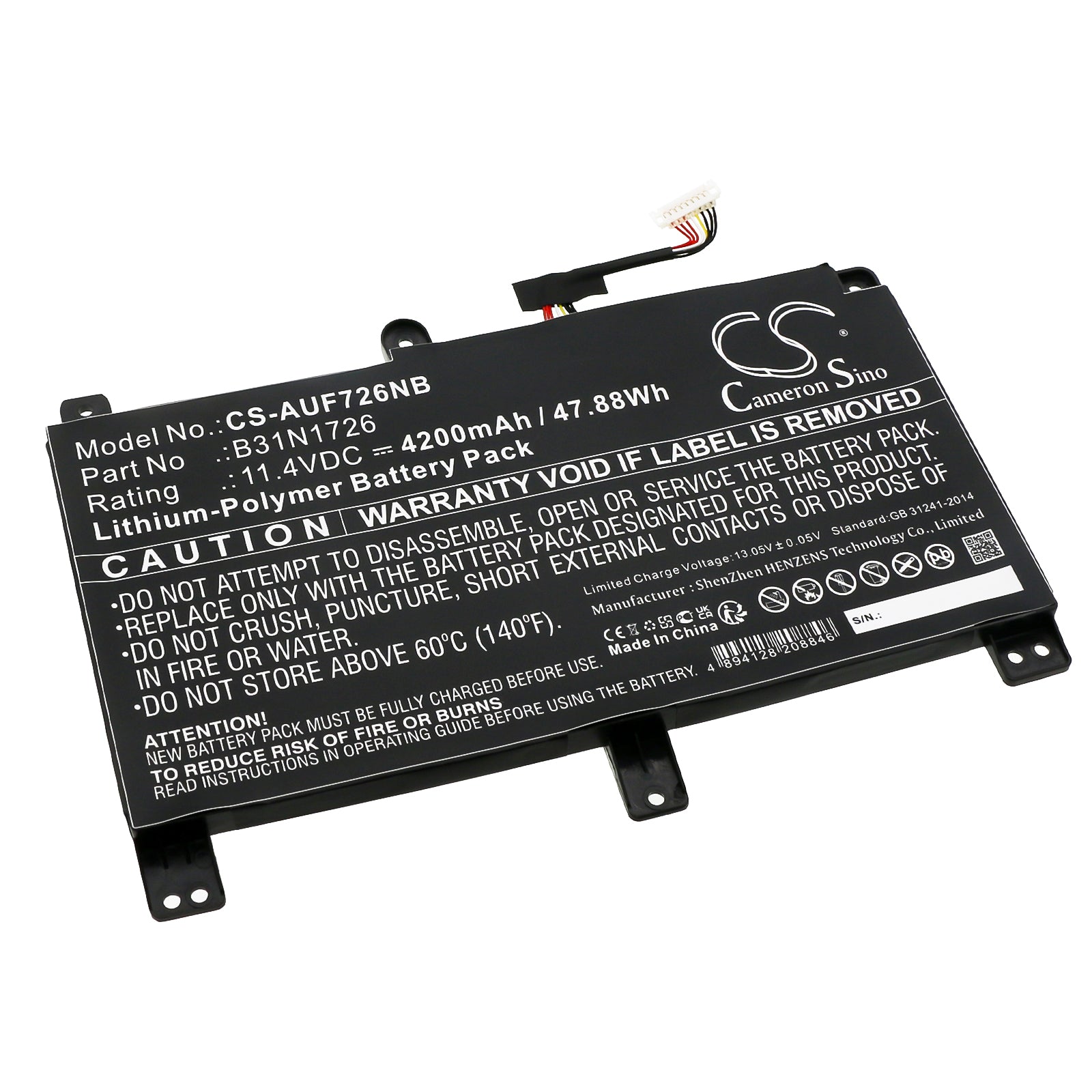 47.88Wh Replacement Battery for Asus TUF Gaming A15 A17 F15 FX504 FX505 Series - B31N1726 11.4V Laptop
