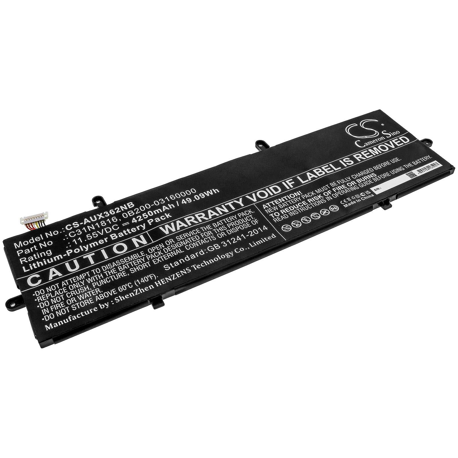 Asus Zenbook Flip 13 UX362FA Battery: 4250mAh, 11.55V, 49.09Wh - Li-Polymer Laptop Replacement Battery 
