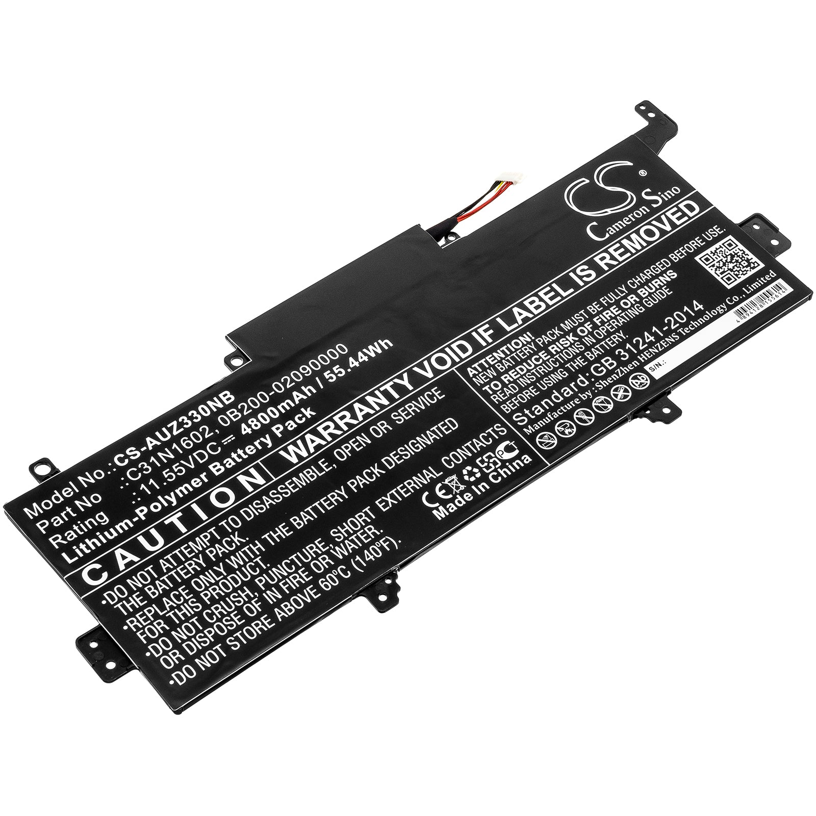 4800mAh Replacement Battery for Asus Zenbook UX330UA - 11.55V 55.44Wh Li-Polymer Laptop Battery

