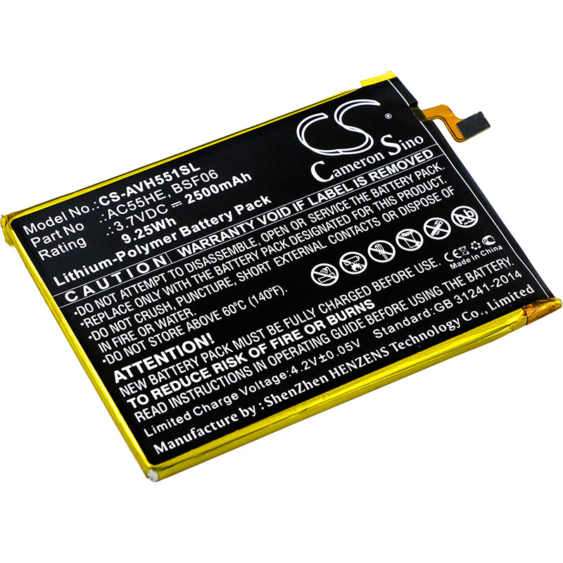 2500mAh Replacement Battery for Archos 55 Helium Ultra/A55 Helium - 3.7V Li-Polymer Smartphone Battery
