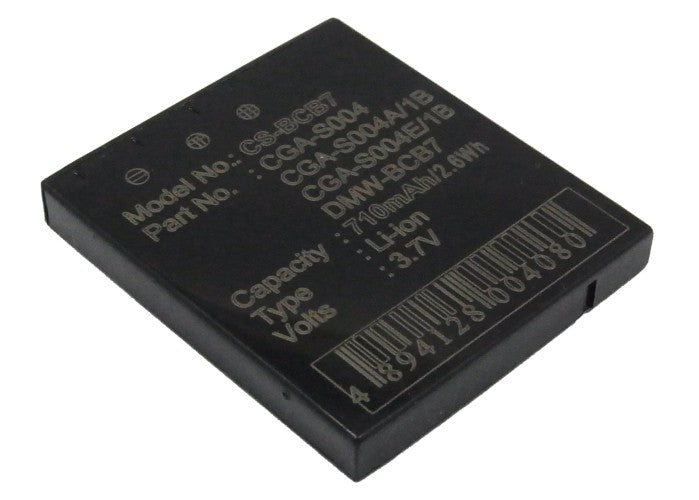 710mAh Li-ion Replacement Battery for Panasonic Lumix DMC-FX2, DMC-FX7 Cameras, 3.7V CGA-S004