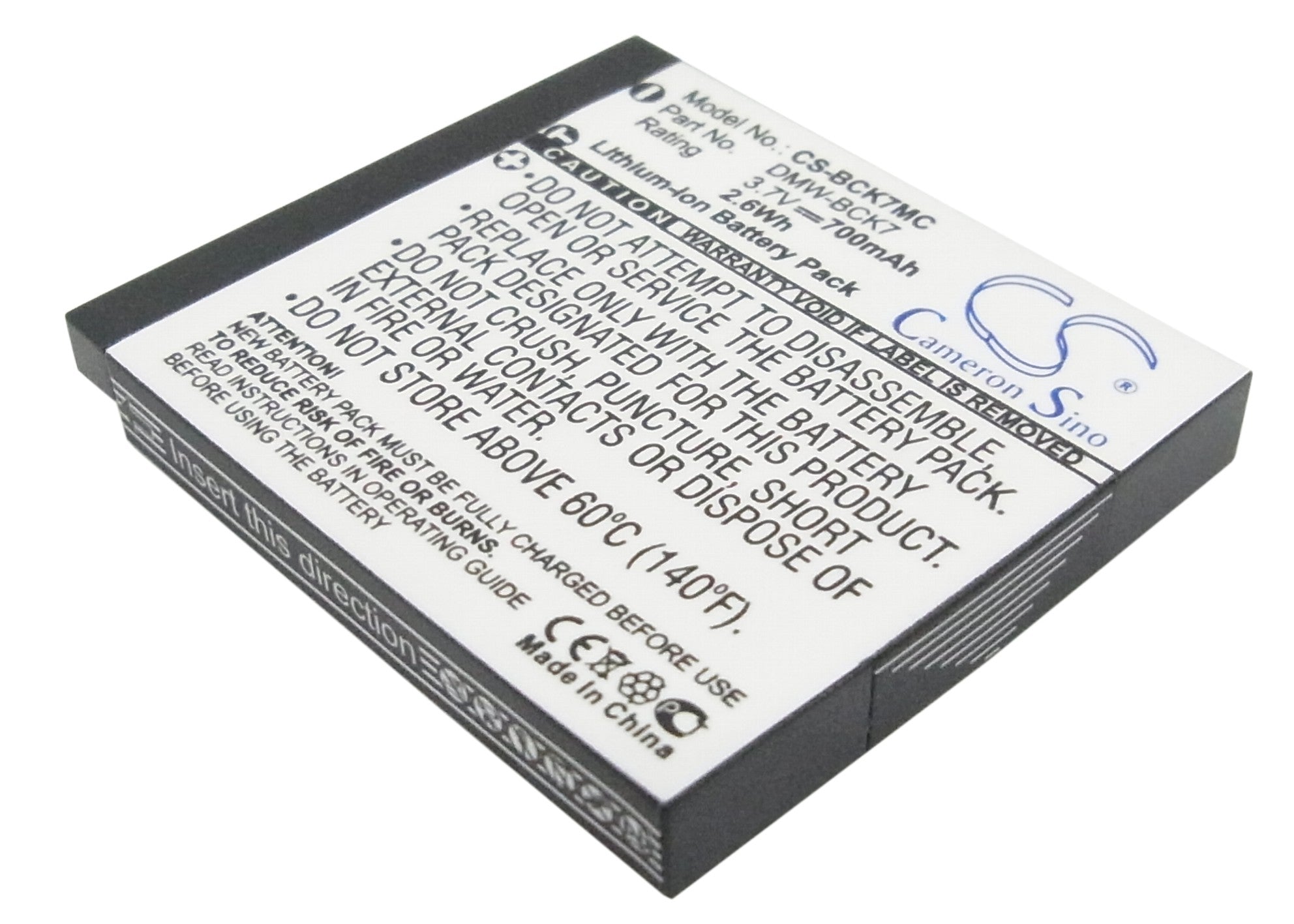 700mAh Battery Replacement for Panasonic Lumix DMC-S3, FH2, FX78 - 3.7V Li-ion Camera Battery

