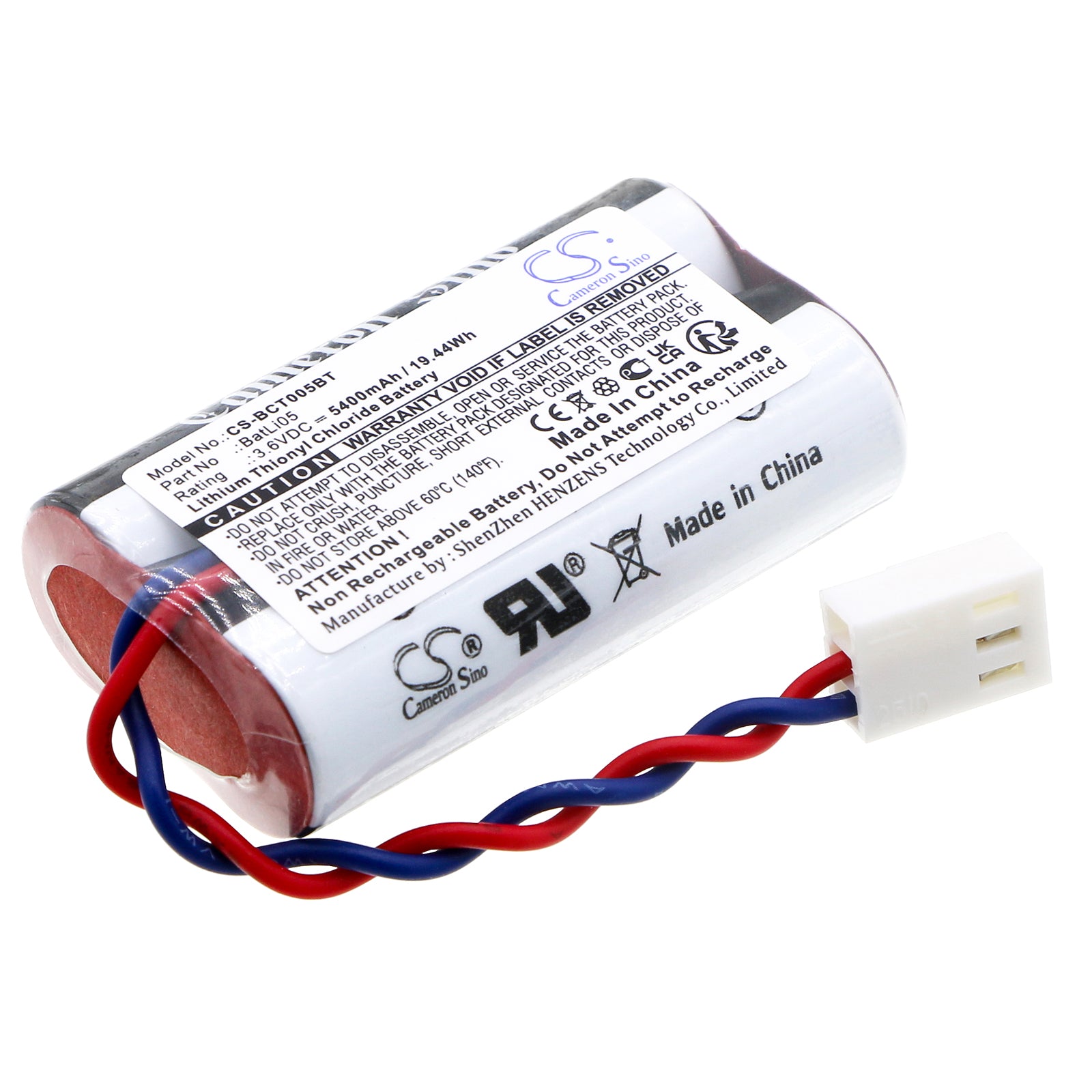 3.6V 5400mAh Li-SOCl2 Battery for ABB FAS 8904 & Daitem Alarm/Motion Detectors (51x29x14.5mm)
