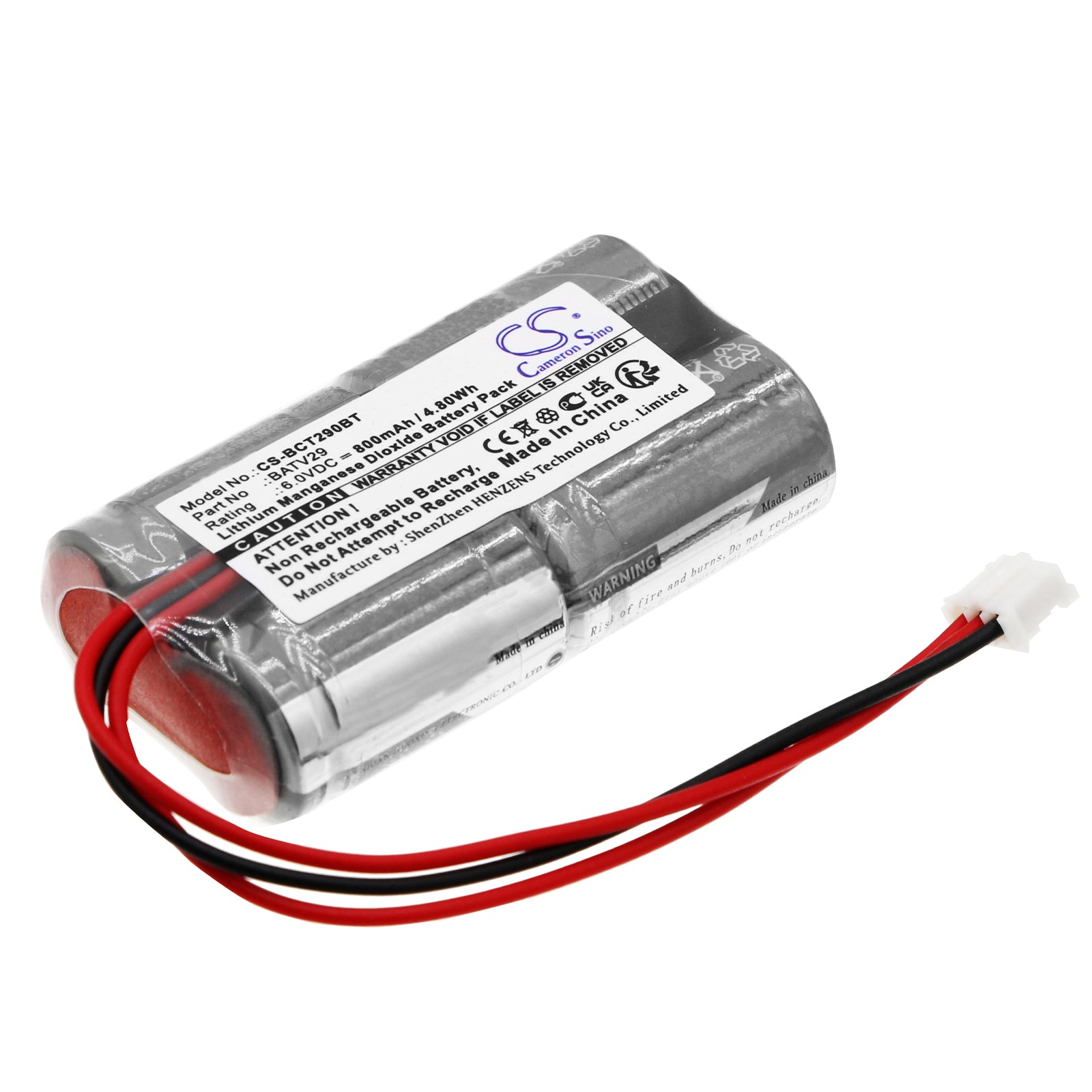 6V 800mAh Lithium Battery Replacement for DAITEM 102-27D Alarm System, BATV29 - 54.6x31x15.7mm 
