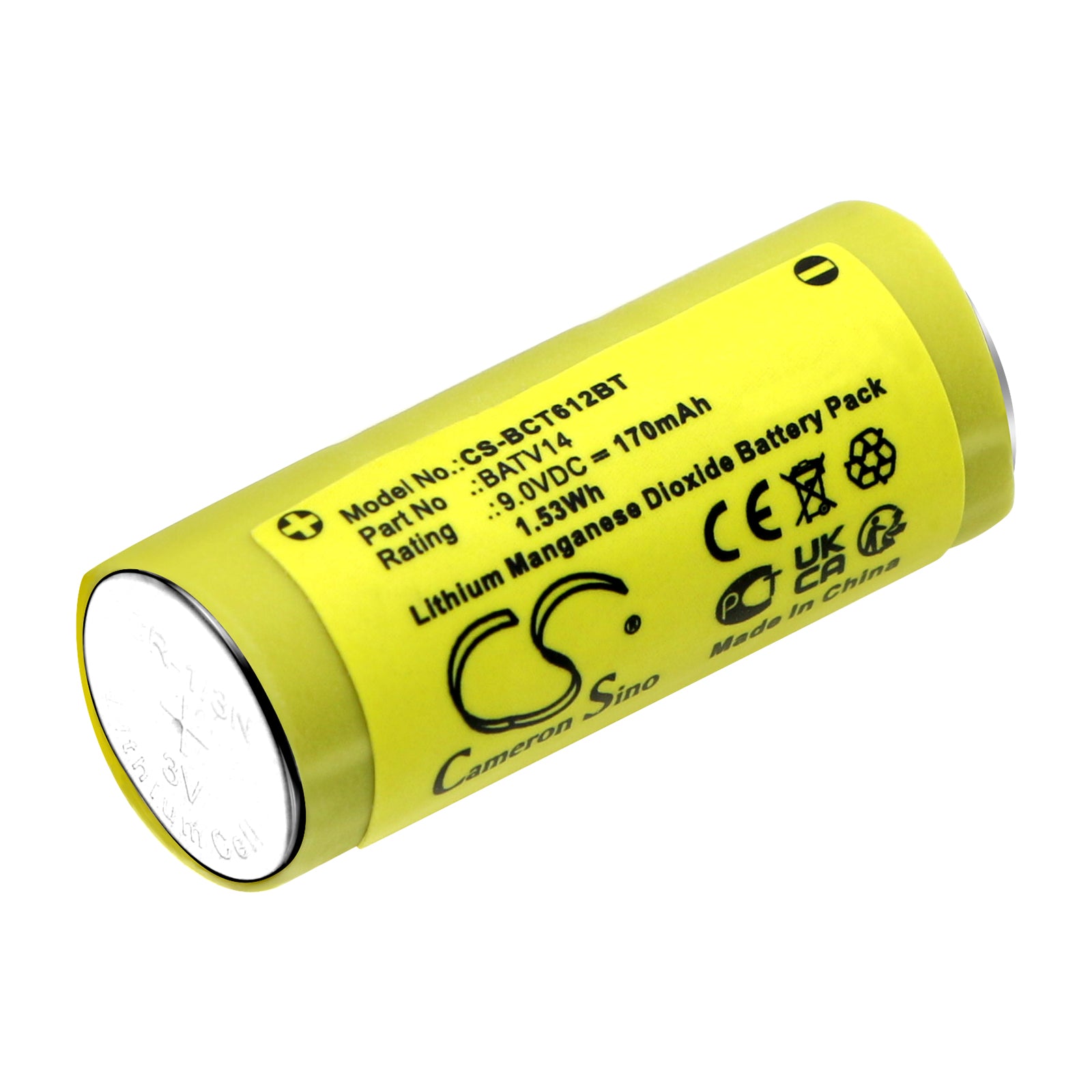 9.0V 170mAh Lithium Battery - DAITEM DC611/DC612 Alarm System Replacement BATV14 (32.5x12.5x12.5mm)
