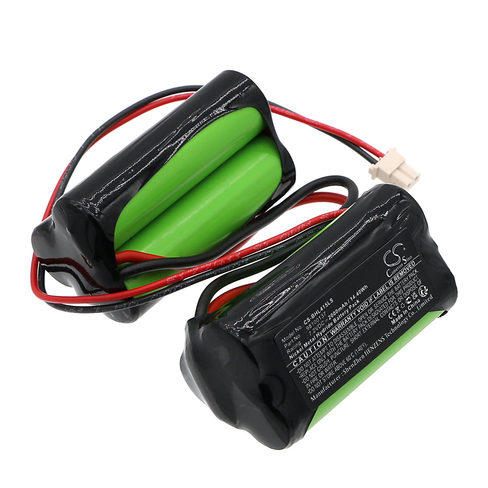 7.2V 2000mAh Ni-MH Replacement Battery for Beghelli Emergency Lights - Models 415393001, 98100137
